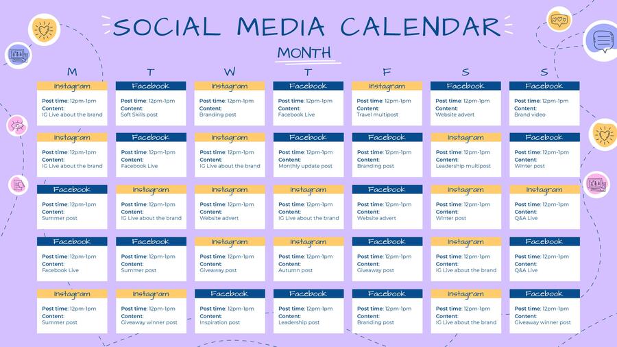 calendar social media